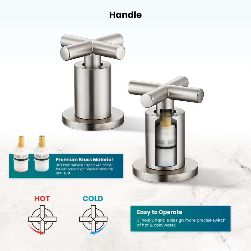 gotonovo 8 inch Widespread 3 Hole Bathroom Sink Faucet,2 Cross