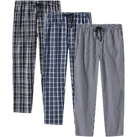MoFiz Men's Pajama Bottoms Classic Plaid Sleepwear & Lounge Pants 3-Pack Size M
