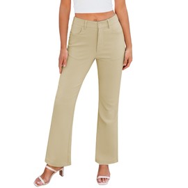 GRAPENT Work Pants for Women Office Womens Outfits Dressy Casual Womens Dress Pants High Waisted Dress Pants for Women Trendy Bootcut Khaki Pants for Women Khaki Size Medium US Size 8 to Size 10