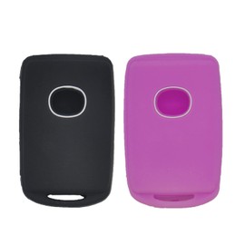 LemSa 2pcs Soft Silicone Smart Key Fob Cover Case Holder Compatible with 2019 2020 2021 2022 2023 Mazda 3 6 CX-5 CX-9 CX-30 MX-5 WAZSKE11D01, Black Purple