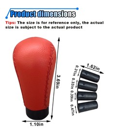 KITUREK 5 Speed Shifter Knobs, Manual Transmission Shift Knob, Handle Leather Gear Stick, Universal Car Accessories for Most Manual Vehicles (Red)