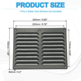 PATIKIL 10x8 Inch Aluminum Vent Cover, Screen Air Grille Ventilation Cover HVAC Louvered Grill for Home Kitchen Fireplace Bathroom Wall Ceiling, Gray