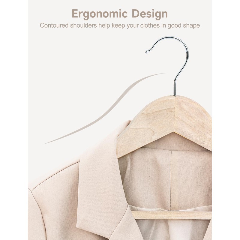 StorageWorks Clothes Hanger 20 Pack, Wooden Coat Hangers for Shirts,