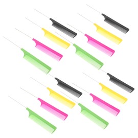 Minkissy 20pcs Metal Tail Comb for Women Fine Tooth Teasing Parting Combs for Curly Hair Styling Durable Gentle Hair Tools Yellow Green Black