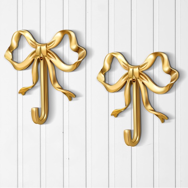 Lineshading Lineshading 2 Pcs Gold Bow Knot Hooks Brass Bow