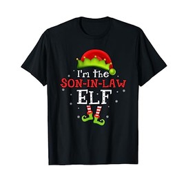 Men's I'm the Son-in-law Elf Funny Group Matching Christmas Pyjamas T-Shirt, black