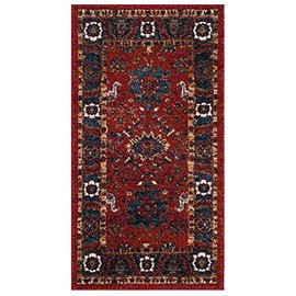 SAFAVIEH Vintage Hamadan Collection Accent Rug - 2'3" x 4', Orange & Blue, Traditional Persian Design, Non-Shedding & Easy Care, Ideal for High Traffic Areas in Foyer, Living Room, Bedroom (VTH214C)