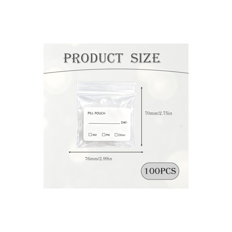 100Pcs Medication Bag, Repeatedly Sealing Pill Pouch, Portable Pill Bags