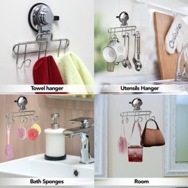 ACCURATE No- Drillings Suction Cup Towel Utensils Hanger Holder- Stainless Steel Never Rust= Towel Hanger for Bathroom & Kitchen (1)