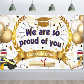 HOWAF Large Graduation Background Banner for Graduation Party Decoration 2023, We Are So Proud Of You Banner Fabric Class of 2023 Grad University High School Student Graduation Commencement Decoration
