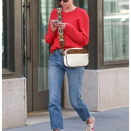 UTO Small Shoulder Bag Women's Stylish Leather Handbag Multiple Compartments Wide Strap Crossbody Bag with Adjustable Shoulder Strap Shoulder Bag PU Faux Leather W Pattern White Brown, 1297 W Pattern