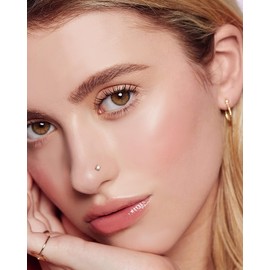 COCHARM 14K Solid Gold Bone L Bend Nose Stud 22g 18g 20g 1.5mm 2mm 3mm CZ Yellow Gold Nose Ring Stud Press Fit Nose Pin S Screw 14K Real Gold Nose Piercing 22g 20g 18g Nose Jewelry, 1.5mm CZ-20g-Bone,