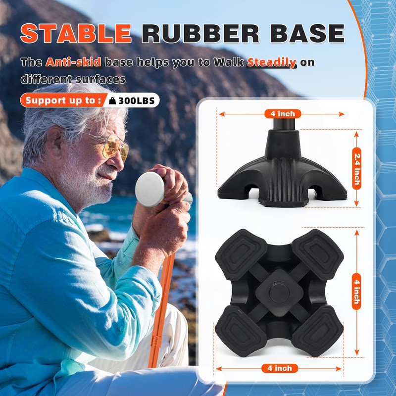 BigAlex Folding Walking Cane with Two Led Lights for Elderly