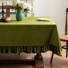 Chorowl Green Velvet Table Cloth Rectangular Decorative Ruffle 60x102 Inch