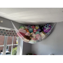 Jumbo Toy Hammock, Powkoo Extra Large Toy Hammock Storage Net Organizer for Teddys, Stuffed Animals, Nursery Play(84 x 59 x 59 inches) (White)