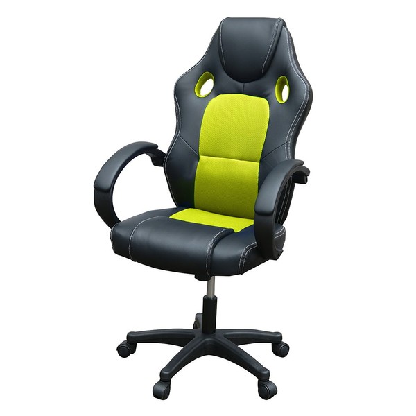 Gaming Chair, Racing Style Office High Back Ergonomic Conference Work Chair Reclining Computer PC Swivel Desk Chair with Lumbar Support&Adjustable Task Gas lift PU Leather (Green)