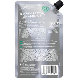 MARTHA DEBAYLE Shampoo REFILL POUCH RESCUE & RESTORE. Brillo hidratado para cabello áspero y maltratado. Con ceramidas y Sacha Inchi Peruano. Sin parabenos y ftalatos. 450 m