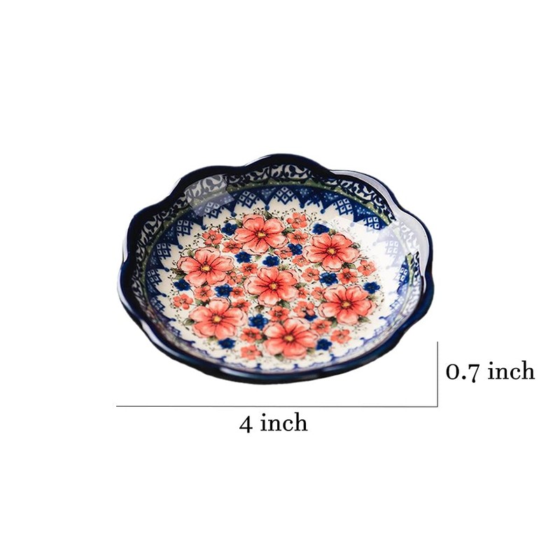 Sizikato 4pcs Porcelain Appetizer Plate, 4-Inch Snack Plate Sauce Dipping
