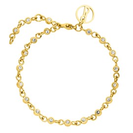 Purelei® Polite Bracelet (Gold, Silver), Waterproof Women's Bracelet, Stainless Steel Bracelet with Gemstones, Gift for Women, 16-19 cm, Adjustable Length, Stainless Steel