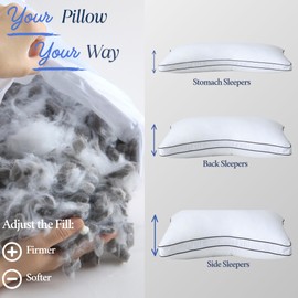 CUSHYZ Adjustable Bamboo Charcoal Memory Foam Pillow – 28x20 Moon-Shaped Design for Neck & Shoulder Support – 400TC Organic Cotton Cover with Plush Padding – for Back, Side & Stomach Sleepers