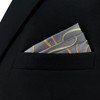 [S&W SHLAX&WING] Men's Pocket Square Gray Yellow Golden Geometric Wedding,