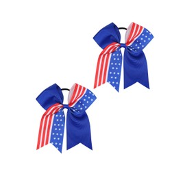 Independence Day Ponytail Holder Girls Cheer Bow Hair Rope Holiday Hair Ring Tie JHN33 (2 Pcs-Set D)