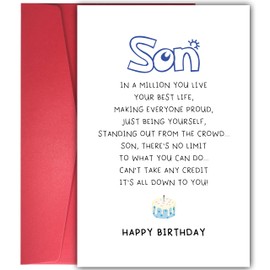YIWANSIN Funny Poem Birthday Card for Son, Birthday Card for Adult Son, Son In a Million Birthday Card, Sentimental Bday Card for Son from Mom Dad