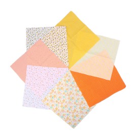 OHPHCALL 7 Pieces DIY Pattern Cloth Set Creative Cotton for Home Crafts Quilting and Sewing Projects Yellow Each for Crafts and Decorations