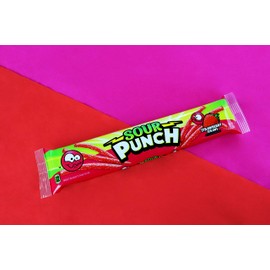 Sour Punch Straws Chewy Candy, Strawberry Flavored Sour Candy, 2oz Tray (24 Pack)