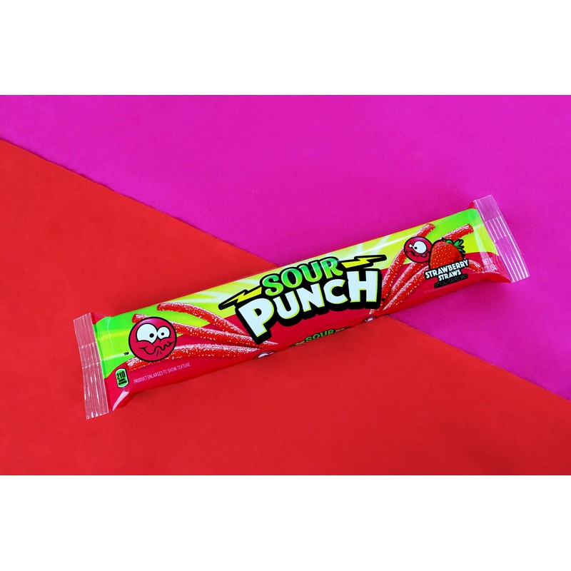 Sour Punch Straws Chewy Candy, Strawberry Flavored Sour Candy, 2oz
