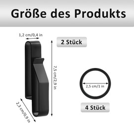 OUTALIZ Key Holder Belt, Pack of 2 Belt Key Rings with 4 Metal Key Rings, Stainless Steel Tactical Key Clip, for Service Belt and Belt Jeans, black