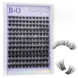 B&Q Lash Clusters Fluffy Wispy Voluminous - 144 PCS Feath5D 02 Layered Individual Cluster Lashes, Feathered Lightweight Eyelash Extensions in 8-18mm, Waterproof False Lashes