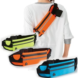 Walking Pouch, Multiple Storage, Slim, Cross-body, Small, Compact, Lightweight, Safety Reflective Tape, Set of 3 Colors