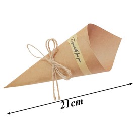 Gativs Flower Bag Wedding Pack of 50 Kraft Paper Cones Wedding Confetti Cones Bouquet Packaging Made of Kraft Paper Vintage Kraft Paper Cone Bouquet Cones Rustic DIY Kraft Paper for Wedding