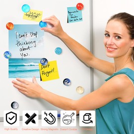Pack of 12 Planetary Fridge Magnets, Children's Fridge Magnets, Fridge Magnets, Children, Suitable for Whiteboards, Refrigerators, Photos etc. Colourful Decoration (Round/30 mm)