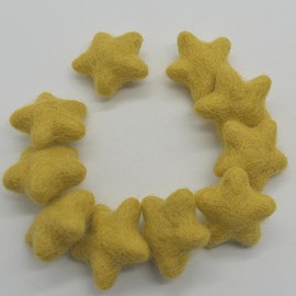 Oriental Direct based in Yorkshire 100% Wool Felt Stars - 10 Felt Stars - 3cm - Light Mustard Yellow