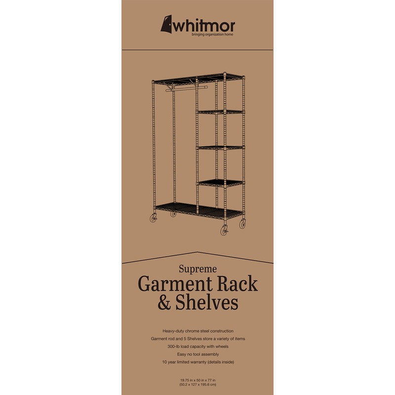 Whitmor Supreme Rolling Garment Rack Chrome
