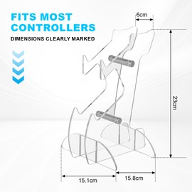 Windfromort Headset Stand - Controller Holder, Acrylic, Ergonomic, Non-Slip, for Gaming, Office, Home (15.8 x 15.1 x 23 cm) (Transparent)