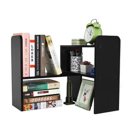 PAG Desk Organizer Desktop Shelf Adjustable Countertop Bookshelf Small Table Shelves Book Organizer Office Organization for Desk, Black