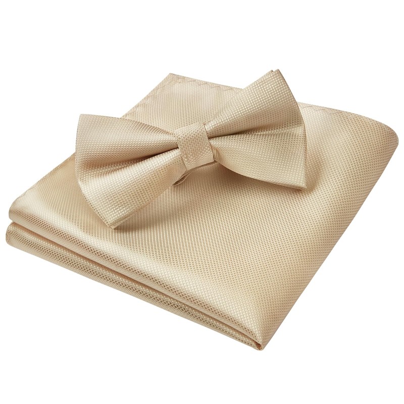 HISDERN Bow Tie Pre-Tied Men's Bow Tie with Pocket Square