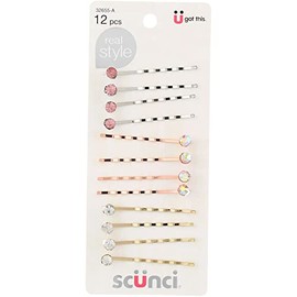 Scunci Real Style Bobby Pins, Assorted Metal Tones, 12 Count