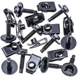 Rexka 10 Sets M6-1.0 Extruded U Nuts & Hex Head SEMS Body Bolts Kits for GM Ford Chevy ChryslerJeep Dodge - Multipurpose - Bumper Fender Splash Shield Under Cover Hood Engine