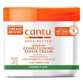 Cantu Crema reparadora acondicionador sin enjuague con manteca de karité, 16 onzas (el embalaje puede variar)