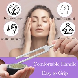 Diapasones para sanación en conjunto, incluye 128Hz, 136Hz, 256Hz, 384Hz y activador, pies de gema, accesorios de grado médico para yoga y meditación, instrumentos de afinación de terapia de sonido