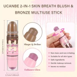 UCANBE 스킨 브레스 블러셔 브론저 멀티유즈 스틱 2-in-1 크리미 페이스 볼 컨투어 메이크업 스틱으로 UCANBE Skin Breath Blusher Bronzer Multi-Use Stick 2-in-1 Creamy Face Ball Contour Makeup Stick [01 Lavender]