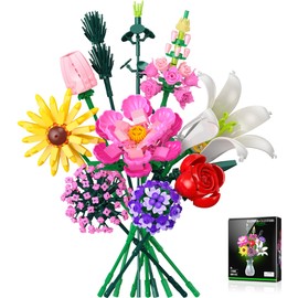 Leyic Flowers Bouquet Building Set, Flower Botanical Collection Building Toys, Home & Office Creative Decoration, Valentine Day, Birthday, Christmas Ideal Gift for Kids, Adults - 699 Pcs