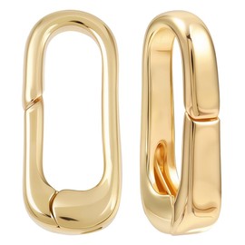 Beebeecraft 1 Box 2Pcs 14K Gold Filled Brass Spring Gate Rings Metal Oval Spring Clasp Necklace Enhancer Shortener Clasp for Bracelet Anklet Jewelry Making