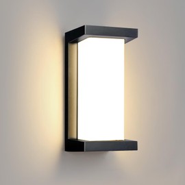 Wrasse Outdoor Wall Sconce 2000 Lumen 20W Wall Proch Light Fixtures 3000K Black Modern Exterior Sconces Lighting for House Outside Wall Mount Front Door