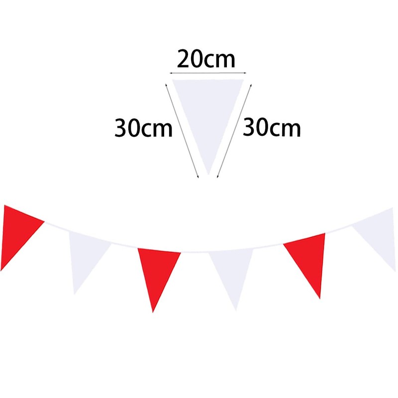 Red and White Waterproof Plastic Carnival Pennant Banner 40 Meters
