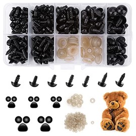 Safety Eyes for Crochet Toys, 270Pcs Assorted Size 6-12mm Safety Eyes and Noses with Washer Plastic Doll Eyes Crochet Eyes for Amigurumi Teddy Bear Eyes Doll Making Craft with Box (6/8/9/10/12 mm)